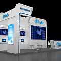 eindo Medical Technology Exhibition Booth with Multiple Screens Displaying Map Data And Tables Chairs 3d model