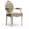 Elegant Classical Leisure Chair With Ornate Carved Arms Gold Accents Patterned Fabric Back White Legs