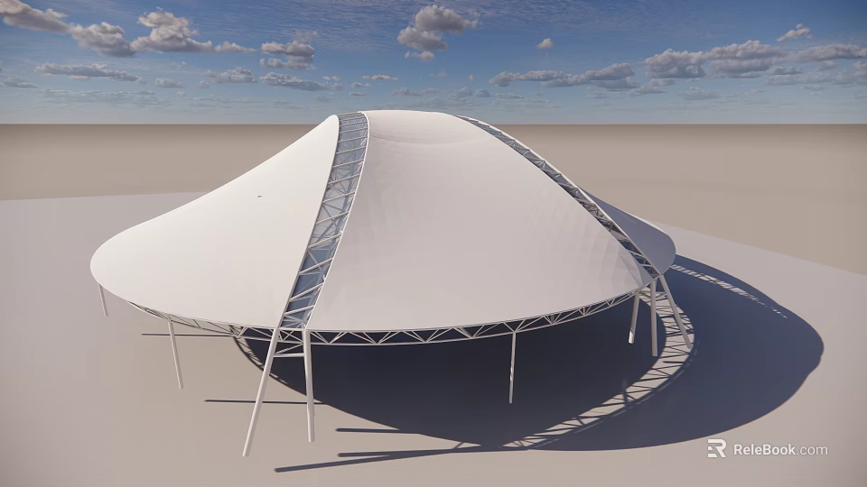 Tensile Membrane Structure Design With Modern Steel Frame Support And Unique Shape 3d model 