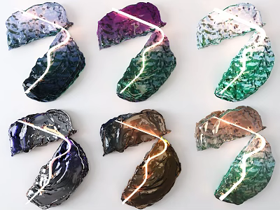 Colorful Abstract Wall Decor with Glossy Transparent Shapes and Vibrant Hues for Modern Interior Decoration 3d model
