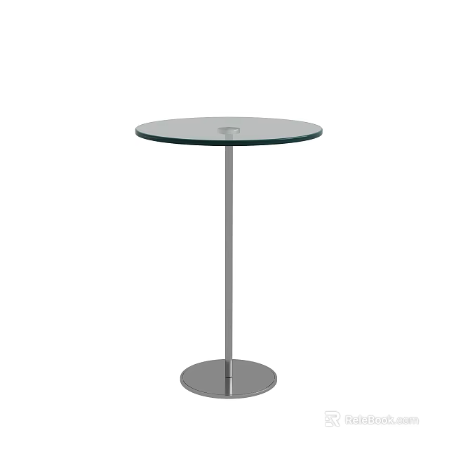 Stylish Modern Side Table With Round Glass Top And Sturdy Metal Base 3d model 