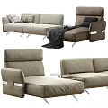 Modern Sectional Sofa With Light Gray Brown Upholstery Pillows Throw Blanket And Metal Legs