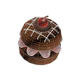 Chocolate Covered Dessert With Fresh Strawberries Around Topped With Red Cherry And Chocolate Drizzle Decoration