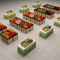 Supermarket Department Store Organized Shelves Displaying Fresh Fruits Vegetables And Grocery Items