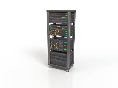 Electronic Equipment Storage Rack With Multiple Drawers And Cable Management 3d model
