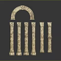 Classical Decorative Stone Landscape With Arched Structure And Carved Columns 3d model