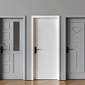 Modern Hinged Doors With Different Designs Gray White Glass Panel And Geometric Pattern 3d model