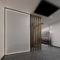 Modern Cloakroom Interior Design With Wooden Partitions Bench And Clothes Racks
