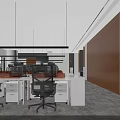 Modern Public Office Space With Work Desks Ergonomic Chairs Large Potted Plants And Open Layout