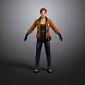 Casual Daily Living Clothing Set With Brown Jacket Black Gloves And Leather Boots