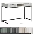 Modern Home Desk Design With Grey Drawers And Black Metal Frame