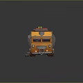 Orange Custom Car With Green Red Tanks On Roof And Logo On Side