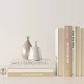 Stylish Decorative Ornament Set With Stacked Books Ceramic Vases And Reed Diffuser 3d model