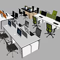 Modern Office Desks With Multiple Workstations Computer Monitors And Ergonomic Chairs 3d model