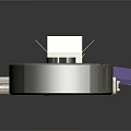 Metallic Mechanical Components Display With Rectangular Purple Silver And Circular Parts