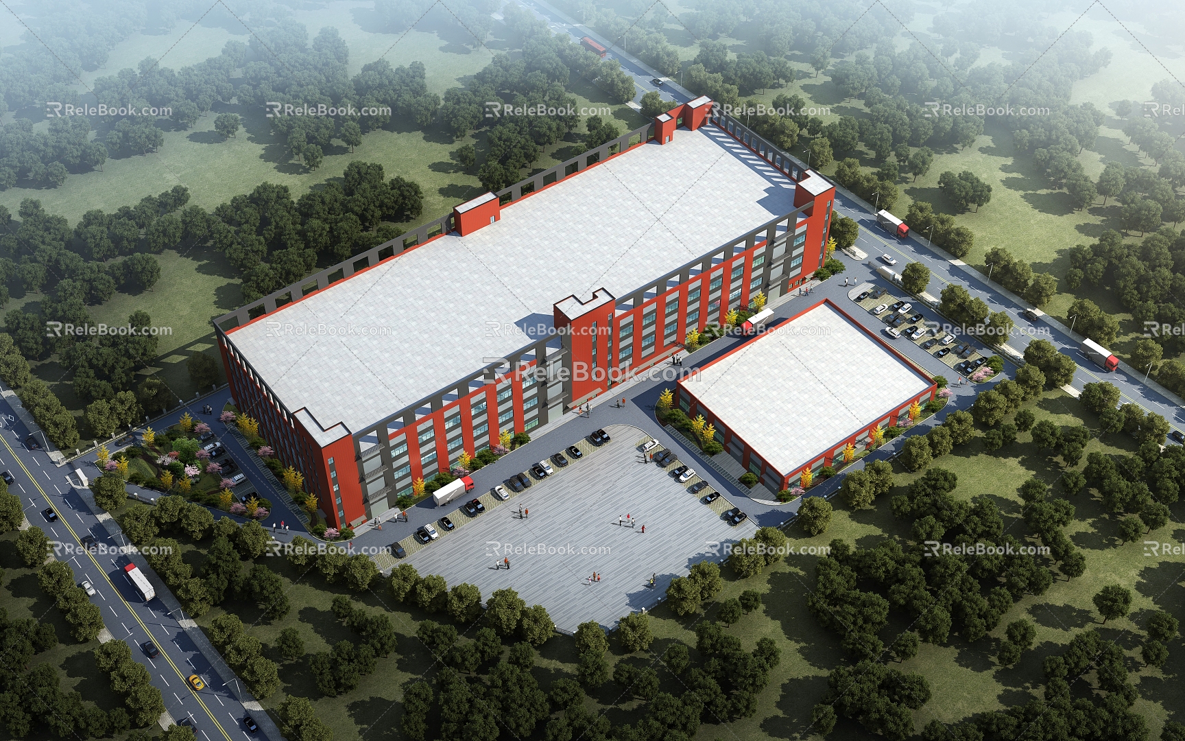 Modern Aerial View Industrial Park Factory Planning Office Building Dormitory Building Warehouse Industrial Park Factory Planning Office Building Dormitory Warehouse Aerial View 3d model