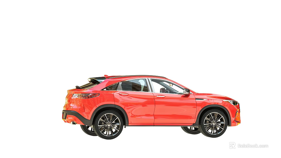 Red Sporty SUV Exterior Design with Sleek Body Black Rims and Aerodynamic Shape 3d model 