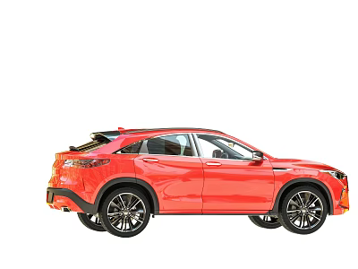 Red Sporty SUV Exterior Design with Sleek Body Black Rims and Aerodynamic Shape 3d model