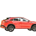 Red Sporty SUV Exterior Design with Sleek Body Black Rims and Aerodynamic Shape