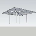 Modern Outdoor Pergola With Simple Metal Frame And Support Columns 3d model
