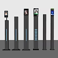 Smart Access Control Pillars With Facial Recognition Screen And Modern Design 3d model