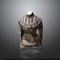 Elegant Brown Blouse With Ruffled Collar Pleated Hem And Fitted Waist Design