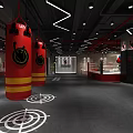Spacious Modern Fitness Gym Interior With Boxing Bags And Workout Equipment