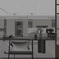 Modern Home Office Interior With Wooden Bookshelves Writing Desk Decorative Painting And Potted Plant