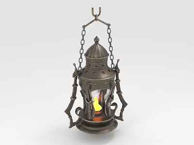 Vintage Metal Hanging Lantern Furniture with Classic Design and Candle Light 3d model