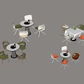 Modern Table and Chair Sets With Various Colored Chairs Round Tables and Different Styles 3d model