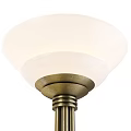 Two Elegant Brass Floor Lamps With Tall Slim Poles For Home Interior Lighting
