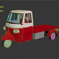 Red And White Tricycle Truck With Flatbed Cargo Area And Simple Design