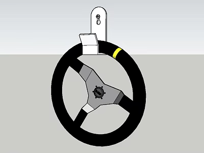 Black Steering Wheel Featuring Silver Center Keyhole And Yellow Mark Detail 3d model