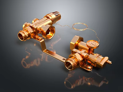 Luxurious Modern Lighting Fixture Set With Golden Metal Craft And Ornate Decorative Details 3d model