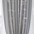 Gray Modern Curtains With Sheer Layers And Tiebacks For Window Decoration 3d model