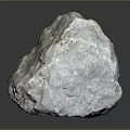 Natural Gray Stone Rock With Rough Textured Surface And Mossy Green Base