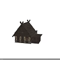 Ancient Traditional Architecture With Wooden Structure Tiled Roof Multiple Views And Interior