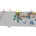 Outdoor Colorful Playground Equipment With Slides Climbing Frames Swings And Picnic Tables
