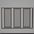 Modern Decorative Cabinet With Three Panel Lattice Design And Sleek Light Colored Frame 3d model