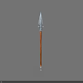Medieval Spear Design With Sharp Metal Spearhead Wooden Shaft And Ornate Metal Accents