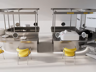 Modern Hair Beauty Salon Interior With Styling Stations Barber Chairs And Mirrors 3d model