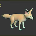 Cute Cartoon Fox 3D Model as Game Movie Character With Big Ears and White Paws