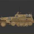 Sand Colored Military Half Track Armored Vehicle With Machine Gun Mount