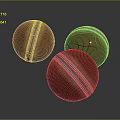 Three Red Cricket Balls With White Stitching On Dark Background