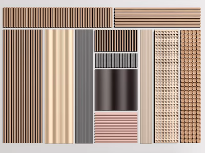 Various Styles of Decorative Wall Paneling with Different Textures and Colors 3d model