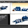 Industrial Equipment Blue Gear Mechanical Structure With Metal Housing Components