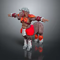 Centaur Warrior Character With White Hair Red Armor Red Pants And Outstretched Arms