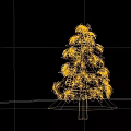 Christmas Tree With Green Branches Red Pink Flowers Yellow Bells Red Bows Against Blue Sky