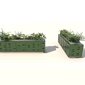 Decorative Outdoor Garden Planter Boxes With Green Plants And Hole Design