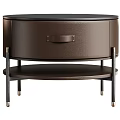 Modern Dark Toned Bedside Tables With Drawer Lower Shelf And Metal Legs